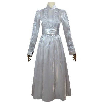 Beetlejuice 2024 Astrid Deetz Silver Organza Dress Suit Cosplay Costume Halloween Carnival Outfit