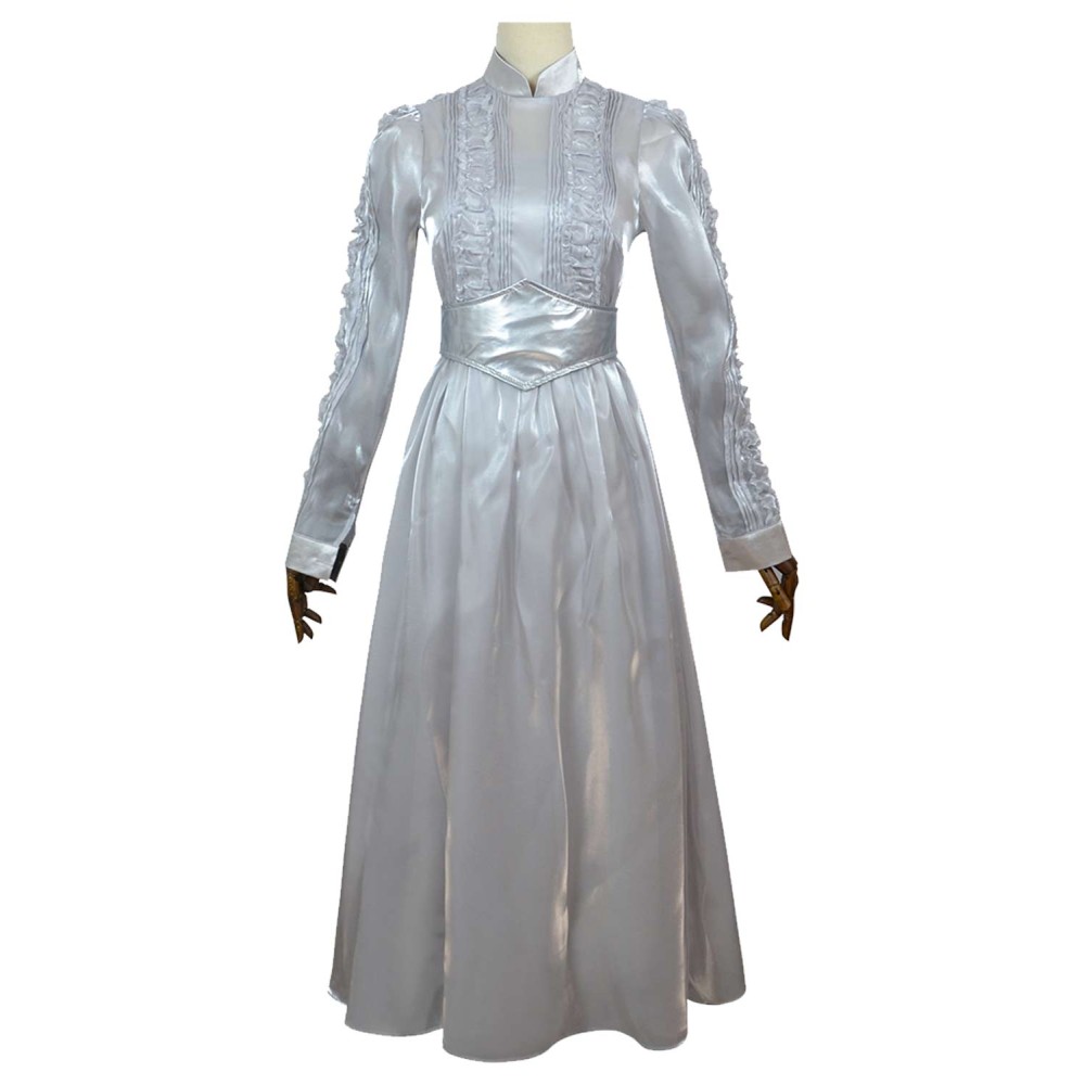 Beetlejuice 2024 Astrid Deetz Silver Organza Dress Suit Cosplay Costume Halloween Carnival Outfit