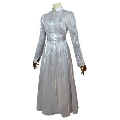 Beetlejuice 2024 Astrid Deetz Silver Organza Dress Suit Cosplay Costume Halloween Carnival Outfit
