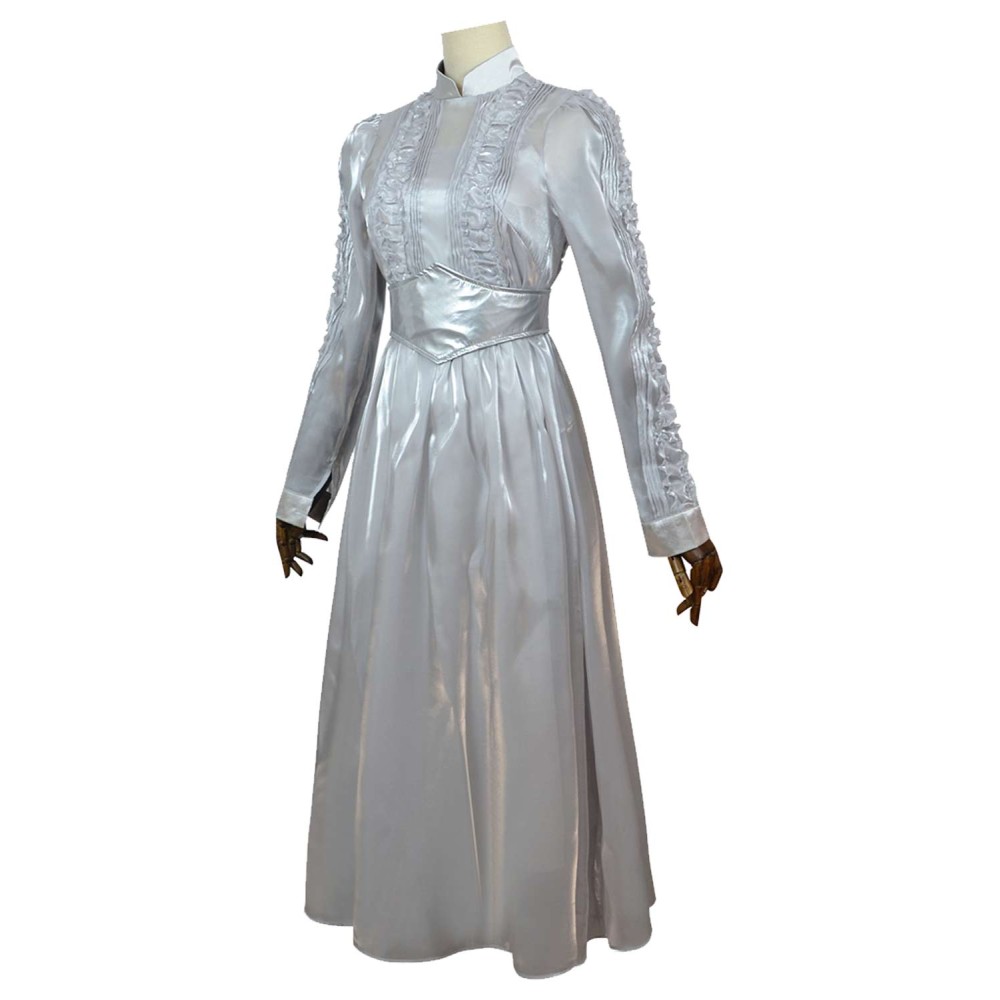 Beetlejuice 2024 Astrid Deetz Silver Organza Dress Suit Cosplay Costume Halloween Carnival Outfit