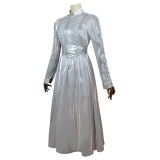 Beetlejuice 2024 Astrid Deetz Silver Organza Dress Suit Cosplay Costume Halloween Carnival Outfit