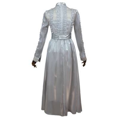 Beetlejuice 2024 Astrid Deetz Silver Organza Dress Suit Cosplay Costume Halloween Carnival Outfit