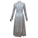 Beetlejuice 2024 Astrid Deetz Silver Organza Dress Suit Cosplay Costume Halloween Carnival Outfit