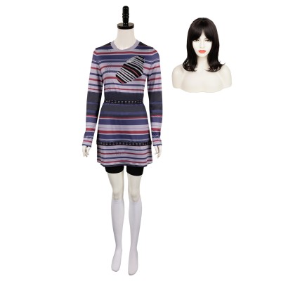Beetlejuice 2024 Astrid Deetz Purple Dress Set Suit Cosplay Costume Halloween Carnival Outfit