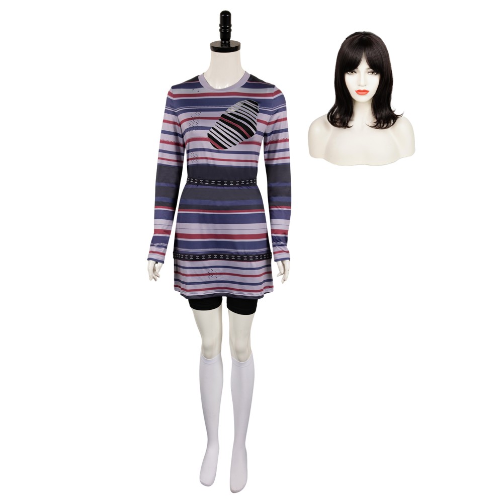 Beetlejuice 2024 Astrid Deetz Purple Dress Set Suit Cosplay Costume Halloween Carnival Outfit