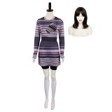 Beetlejuice 2024 Astrid Deetz Purple Dress Set Suit Cosplay Costume Halloween Carnival Outfit