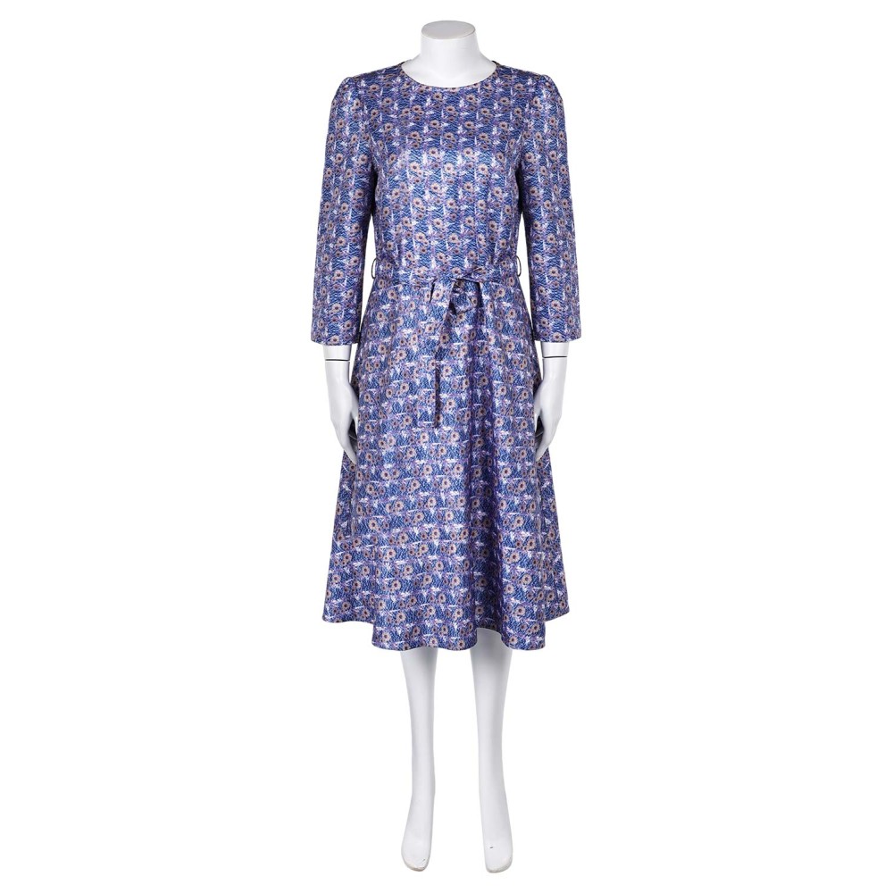 Beetlejuice 2024 Astrid Deetz Floral Printed Blue Dress Suit Cosplay Costume Halloween Carnival Outfit