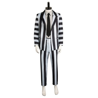 Beetlejuice 2024 ArchMage Beetlejuice Striped Set Suit Cosplay Costume Halloween Carnival Outfit