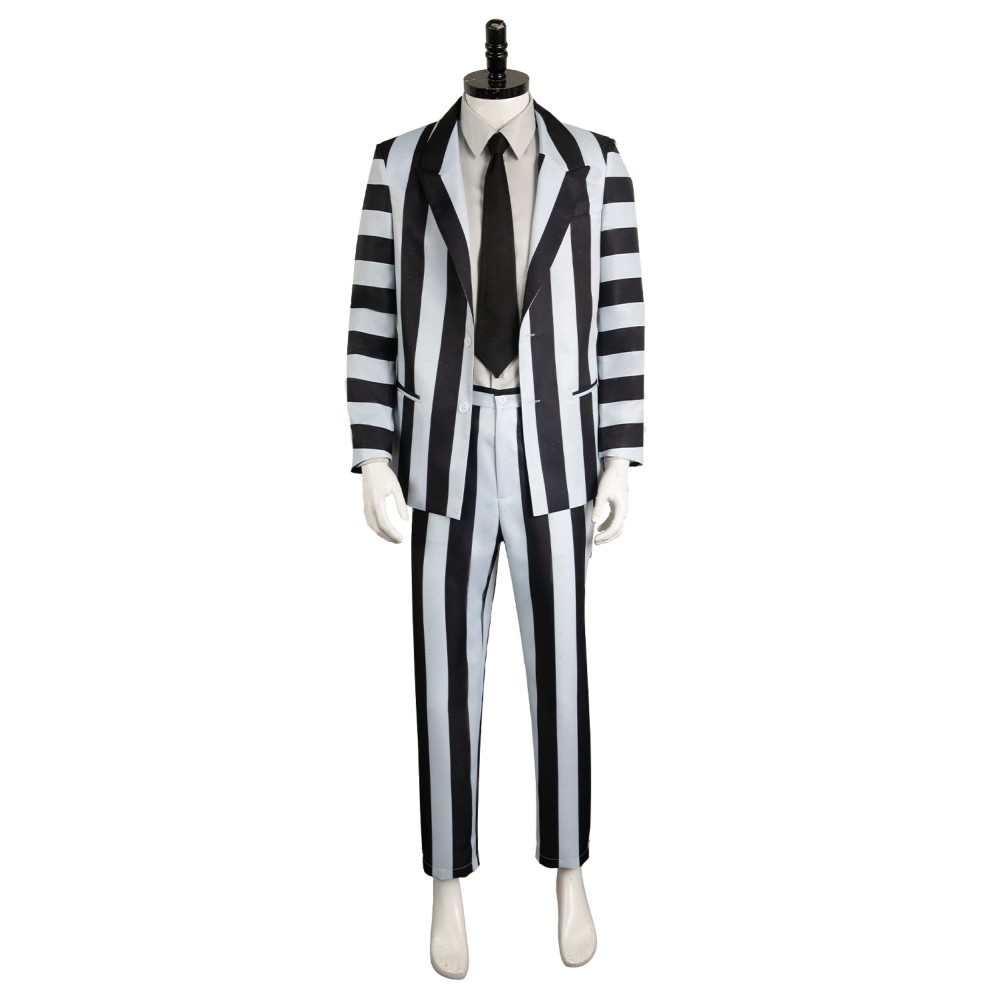 Beetlejuice 2024 ArchMage Beetlejuice Striped Set Suit Cosplay Costume Halloween Carnival Outfit