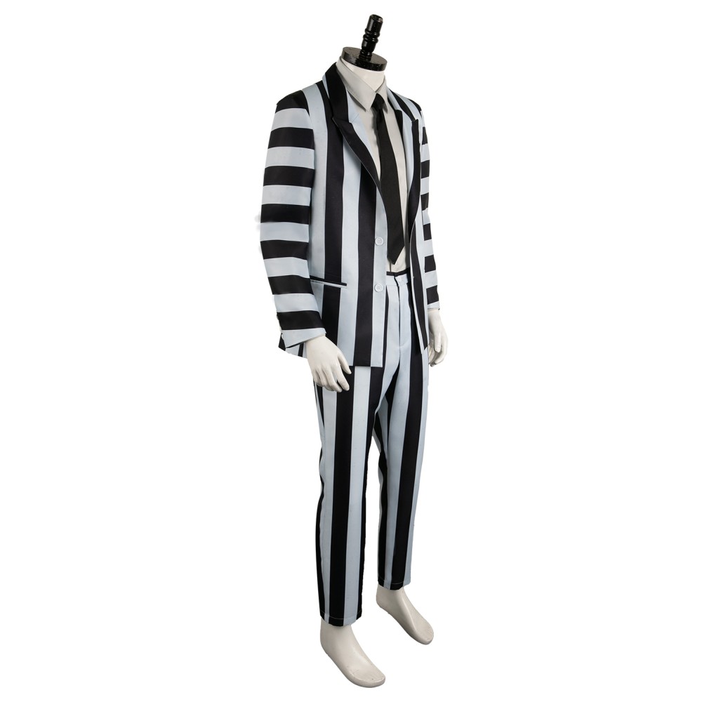 Beetlejuice 2024 ArchMage Beetlejuice Striped Set Suit Cosplay Costume Halloween Carnival Outfit
