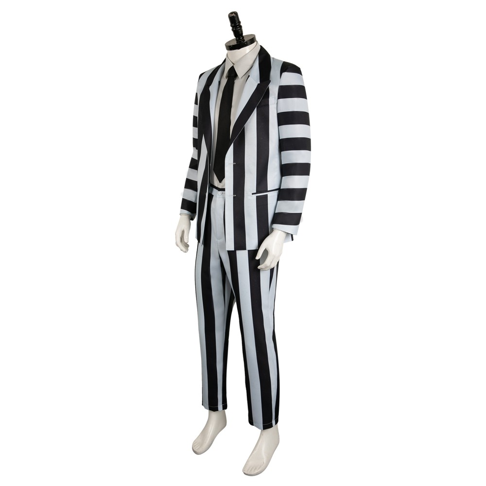 Beetlejuice 2024 ArchMage Beetlejuice Striped Set Suit Cosplay Costume Halloween Carnival Outfit