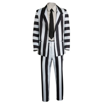 Beetlejuice 2024 ArchMage Beetlejuice Striped Set Suit Cosplay Costume Halloween Carnival Outfit