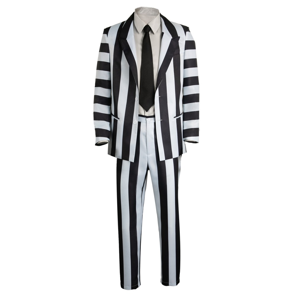 Beetlejuice 2024 ArchMage Beetlejuice Striped Set Suit Cosplay Costume Halloween Carnival Outfit