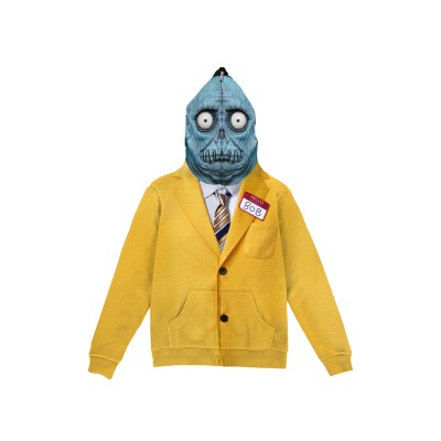 Beetlejuice 2 Bob-Shrinker Shrunken Head Yellow Zip Up Hoodie Cosplay Costume Halloween Carnival Outfit