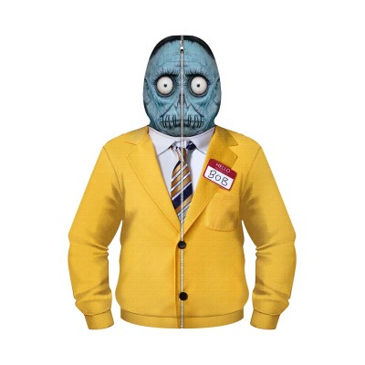 Beetlejuice 2 Bob-Shrinker Shrunken Head Yellow Zip Up Hoodie Cosplay Costume Halloween Carnival Outfit