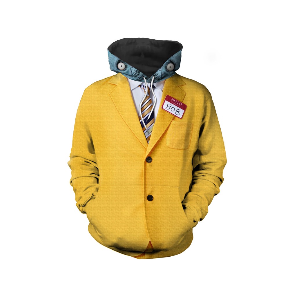 Beetlejuice 2 Bob-Shrinker Shrunken Head Yellow Pullover Hoodie Cosplay Costume Halloween Carnival Outfit