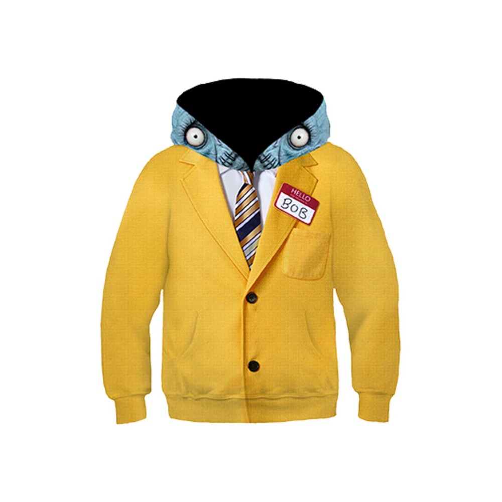 Beetlejuice 2 Bob-Shrinker Shrunken Head Yellow Pullover Hoodie Cosplay Costume Halloween Carnival Outfit