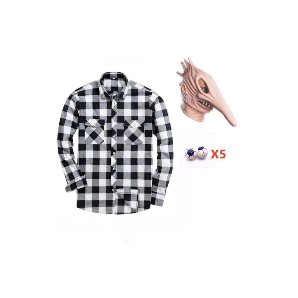 Beetlejuice (1988) Adam Double Pocket Plaid Shirt Suit Cosplay Costume Halloween Carnival Outfit