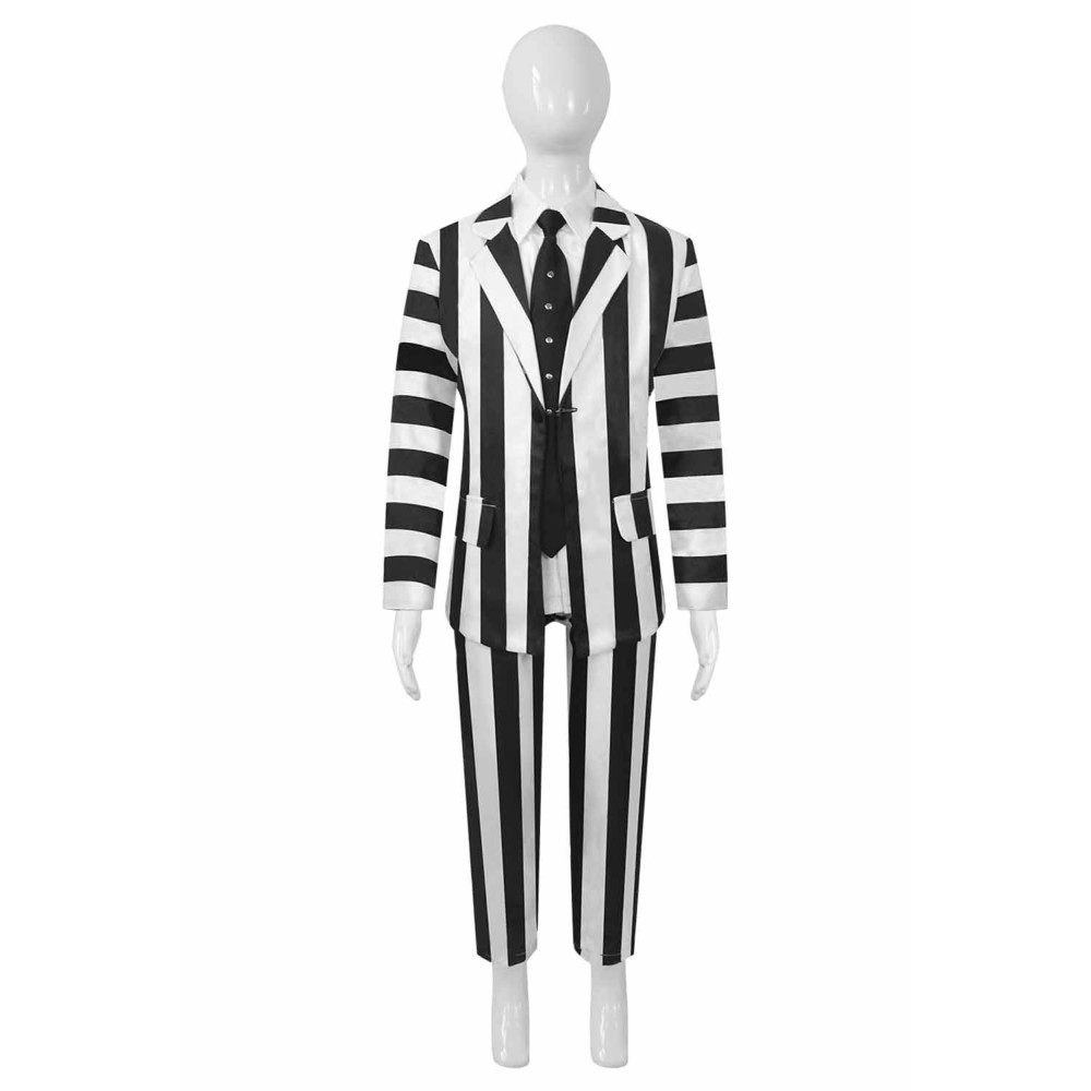 Beetle Juice Kids Children Black White Stripe Suit Suit Cosplay Costume Halloween Carnival Outfit