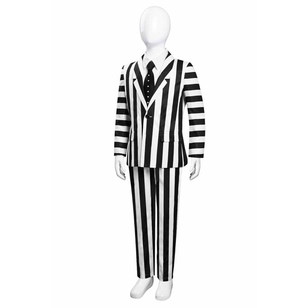 Beetle Juice Kids Children Black White Stripe Suit Suit Cosplay Costume Halloween Carnival Outfit