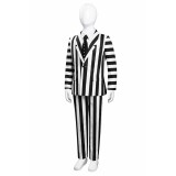 Beetle Juice Kids Children Black White Stripe Suit Suit Cosplay Costume Halloween Carnival Outfit