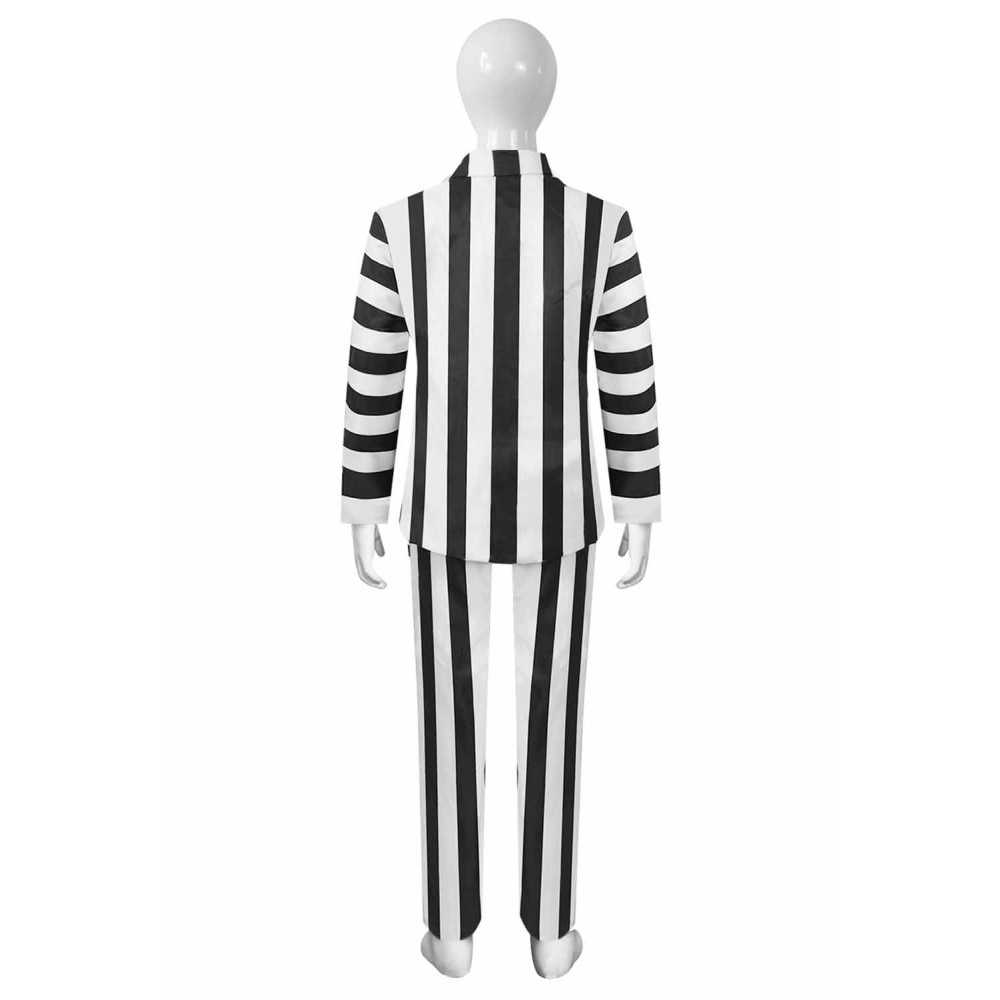 Beetle Juice Kids Children Black White Stripe Suit Suit Cosplay Costume Halloween Carnival Outfit