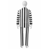 Beetle Juice Kids Children Black White Stripe Suit Suit Cosplay Costume Halloween Carnival Outfit
