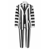 Beetle Juice Kids Children Black White Stripe Suit Suit Cosplay Costume Halloween Carnival Outfit
