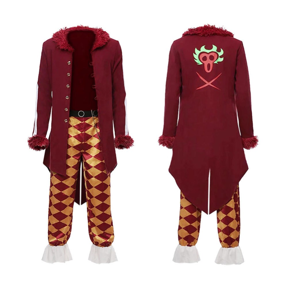 Bartolomeo Red Trench Coat Cosplay Costume Halloween Carnival Outfit