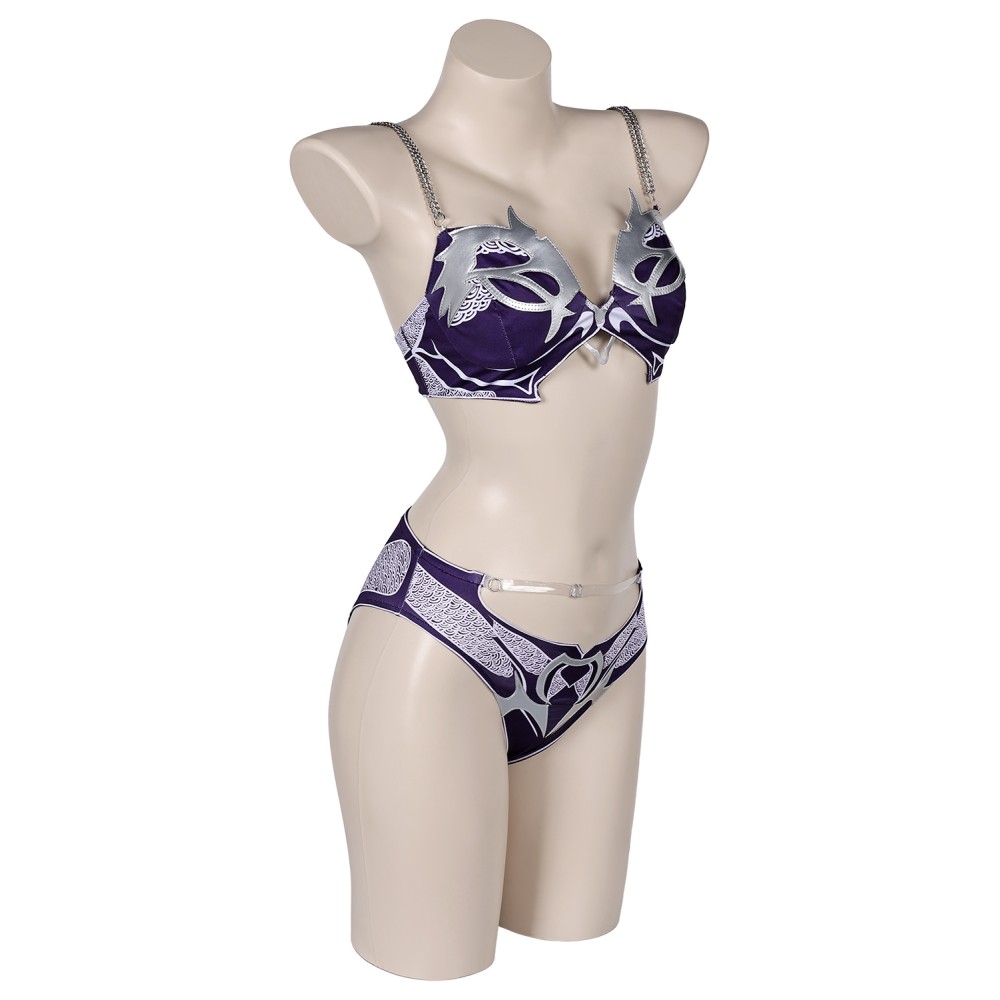 Baldur's Gate Shadowheart 2 Pics/Set Purple Swimsuit Suit Cosplay Costume Halloween Carnival Outfit
