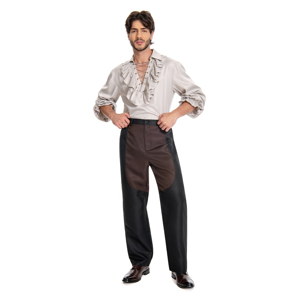 Baldur's Gate 3 Astarion Medieval Shirt Wig Shirt Set Suit Cosplay Costume Halloween Carnival Outfit