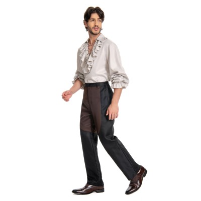 Baldur's Gate 3 Astarion Medieval Shirt Wig Shirt Set Suit Cosplay Costume Halloween Carnival Outfit