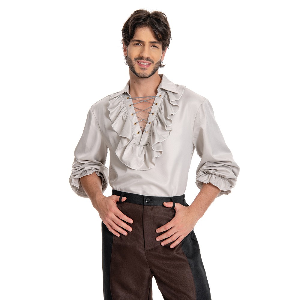 Baldur's Gate 3 Astarion Medieval Shirt Wig Shirt Set Suit Cosplay Costume Halloween Carnival Outfit
