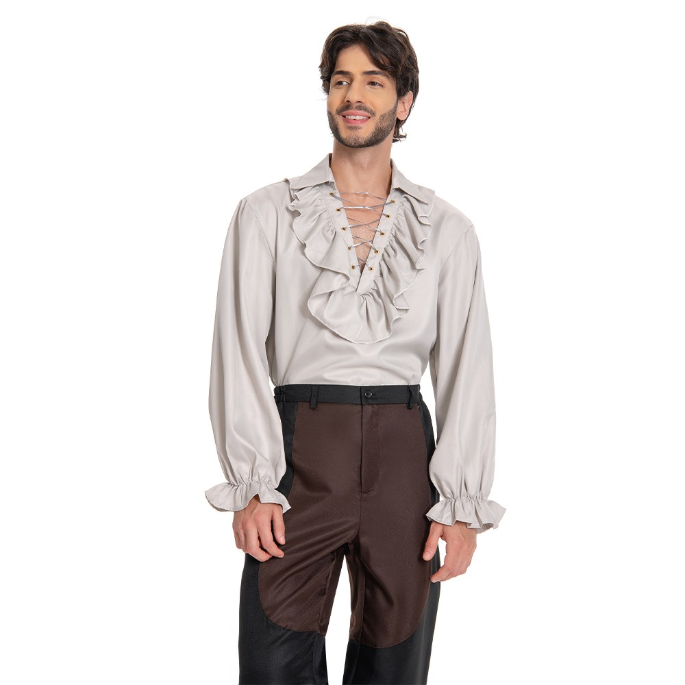 Baldur's Gate 3 Astarion Medieval Shirt Wig Shirt Set Suit Cosplay Costume Halloween Carnival Outfit