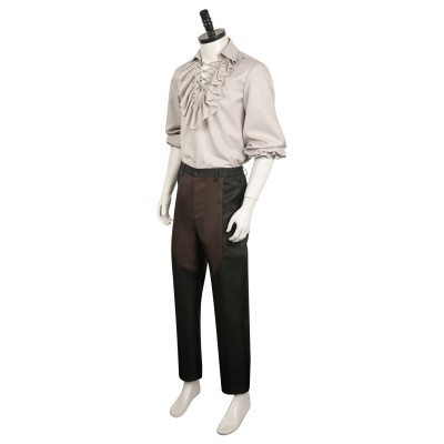 Baldur's Gate 3 Astarion Medieval Shirt Wig Shirt Set Suit Cosplay Costume Halloween Carnival Outfit