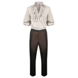 Baldur's Gate 3 Astarion Medieval Shirt Wig Shirt Set Suit Cosplay Costume Halloween Carnival Outfit