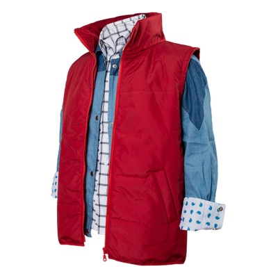 Back To The Future Marty McFly Red Waistcoat Suit Cosplay Costume Halloween Carnival