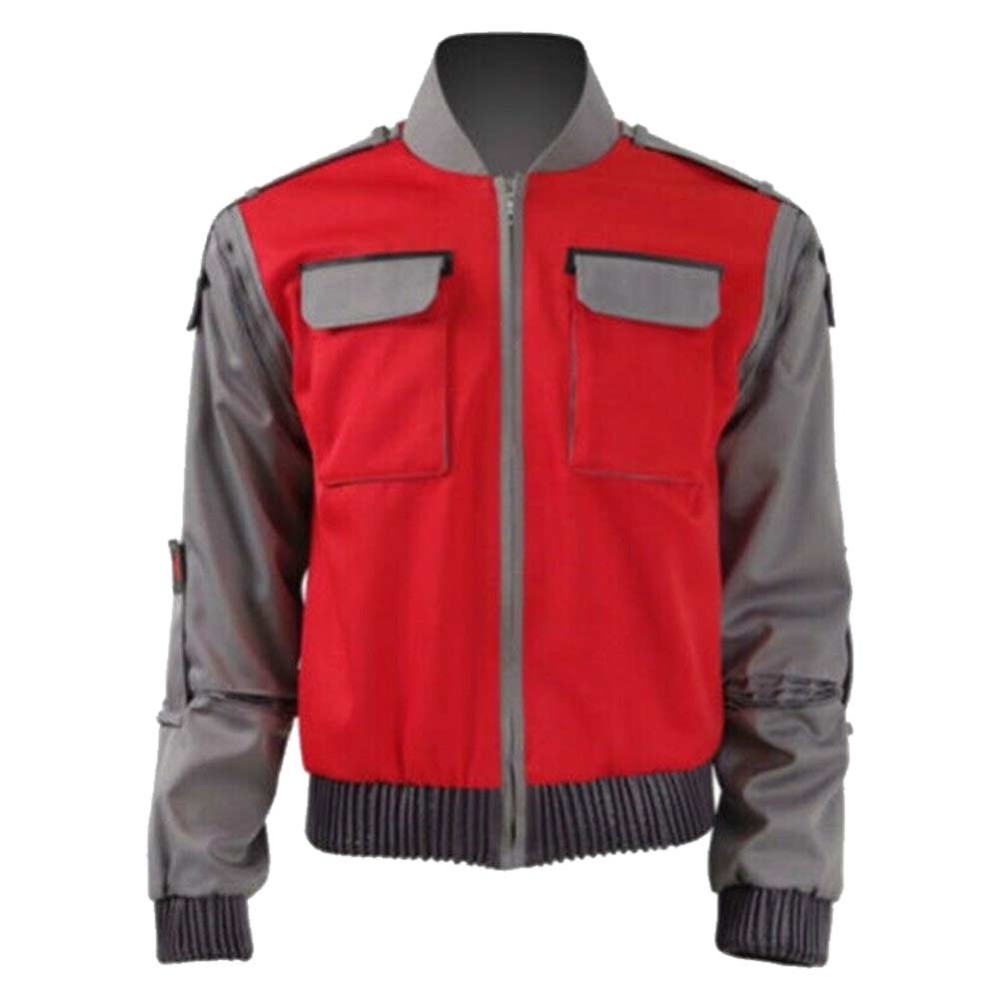 Back to the Future Marty McFly Red Coat Cosplay Costume Halloween Carnival Outfit
