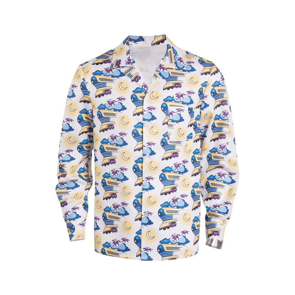 Back To The Future Doc Brown Printed Shirt Suit Cosplay Costume Halloween Carnival