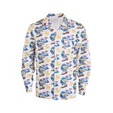 Back To The Future Doc Brown Printed Shirt Suit Cosplay Costume Halloween Carnival