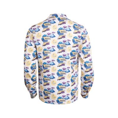Back To The Future Doc Brown Printed Shirt Suit Cosplay Costume Halloween Carnival