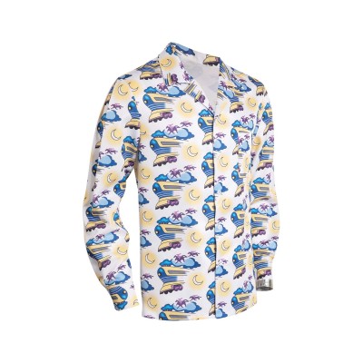 Back To The Future Doc Brown Printed Shirt Suit Cosplay Costume Halloween Carnival