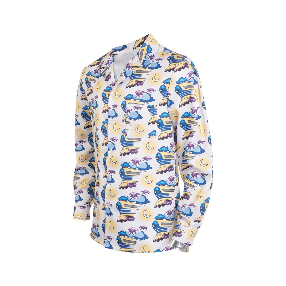 Back To The Future Doc Brown Printed Shirt Suit Cosplay Costume Halloween Carnival