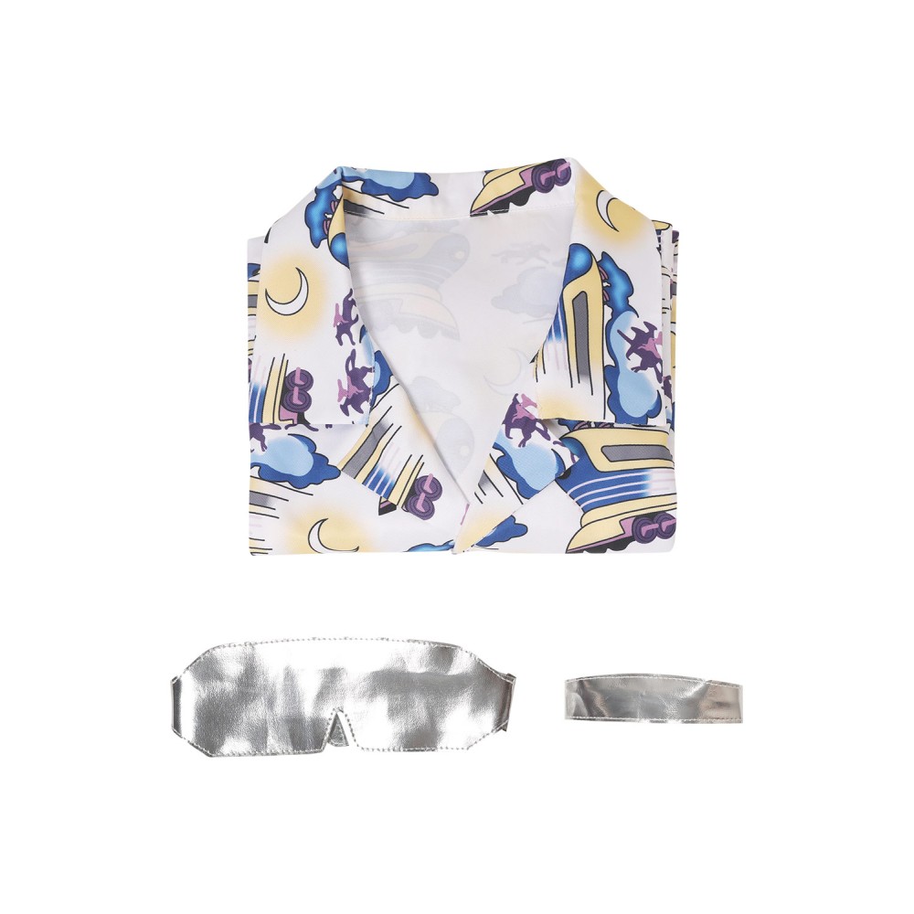 Back To The Future Doc Brown Printed Shirt Suit Cosplay Costume Halloween Carnival