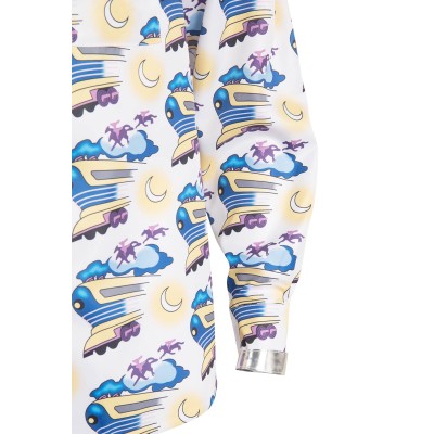 Back To The Future Doc Brown Printed Shirt Suit Cosplay Costume Halloween Carnival