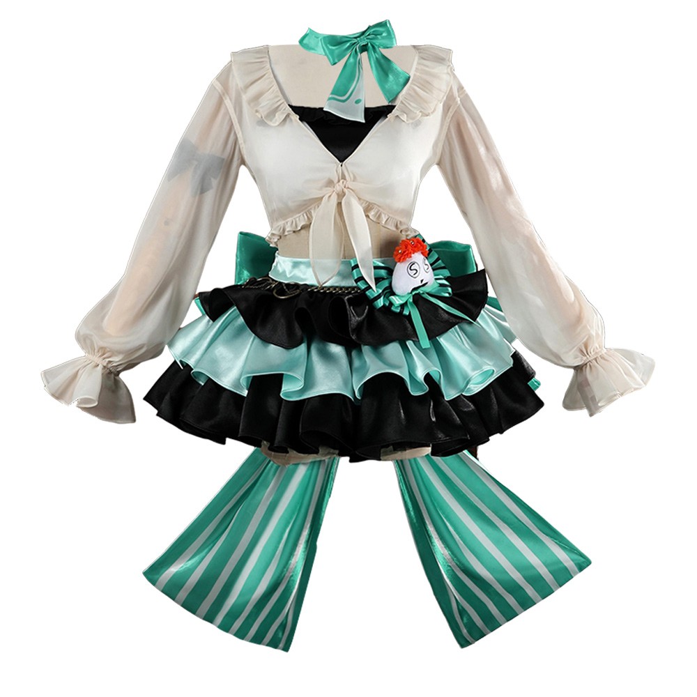 Arknights Haruka Women Green Dress Cosplay Costume Halloween Carnival Outfit