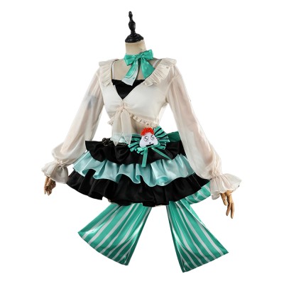 Arknights Haruka Women Green Dress Cosplay Costume Halloween Carnival Outfit