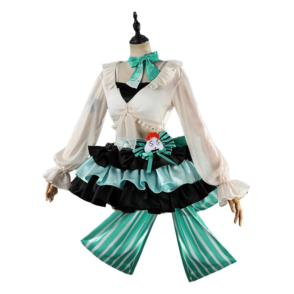 Arknights Haruka Women Green Dress Cosplay Costume Halloween Carnival Outfit