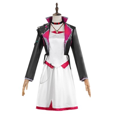 Arcane Season 2 Powder Black Leather Jacket Dress Cosplay Costume Halloween Carnival Outfit