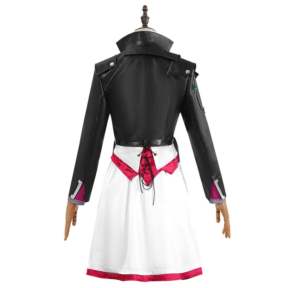 Arcane Season 2 Powder Black Leather Jacket Dress Cosplay Costume Halloween Carnival Outfit